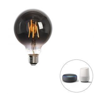 Lampe LED Smart E27 dimmable en Kelvin G95 fum&eacute;e 4W 60 lm 1800-3000K