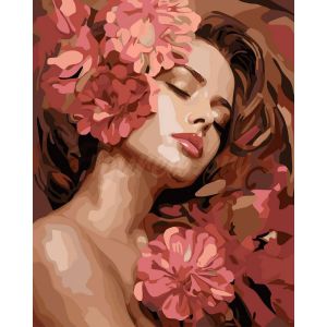 Figured'Art Peinture par Num&eacute;ro Adulte avec Cadre La Belle endormie aux cam&eacute;lias - Activit&eacute; Manuelle Kit de Loisir Cr&eacute;atif DIY Num&eacute;ro d'Art Complet - 40x50cm toile tendue sur ch&acirc;ssis