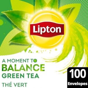 Lipton S&eacute;l&eacute;ction D&eacute;tente, Coffret Th&eacute; Vert, Infusion &agrave; Froid ou Chaud, Relaxation, Certifi&eacute; Rainforest Alliance, 100 Sachets d'Origine V&eacute;g&eacute;tale