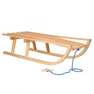 SPRINGOS Luge en Bois Luge pour Enfants avec câble de Traction 89 cm Bois de hêtre Patins métalliques