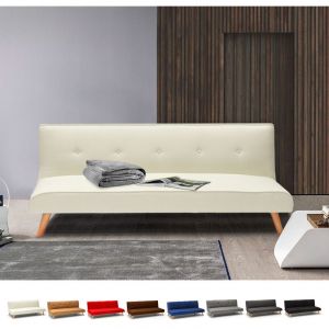 Image de Modus Sof&agrave; Canap&eacute; lit convertible 2 places Larimar en tissu pour le salon et le s&eacute;jour, Couleur: Blanc