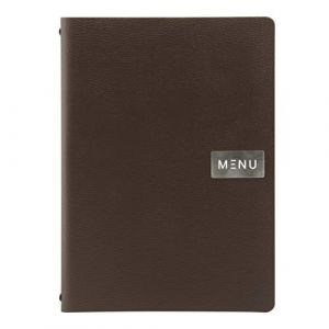 Securit Carte menu 100% cuir aggloméré - Couleur Marron - Ligne RAW - format A4 - 1 Insert Inclus