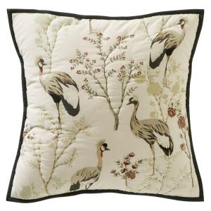 Housse de coussin en coton imprimé beige crème CLB. MIYA