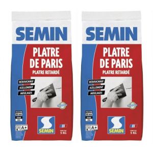 Semin - Lot de 2 pâtre de Paris pour moulages, scellements et rebouchage intérieur - sac de 5 kg