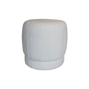 Now's Home Pouf en tissu bouclette Malo blanc - 41.5x41.5x40 cm