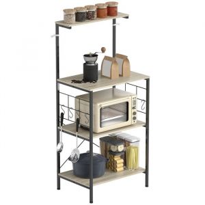Homcom Étagère de cuisine avec 8 crochets pour micro-ondes bois métal chêne