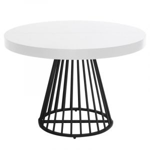 Menzzo Table ronde extensible Grivery Blanc pieds Noir