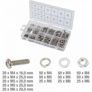 Image de KS Tools Assortiment de vis, rondelles et &eacute;crous en inox, 475 pcs