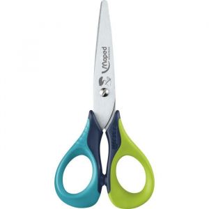 Maped Ciseaux Sensoft - Ciseaux gauchers - Ciseaux Enfants Ergonomiques avec Anneaux Souples - Ciseaux Scolaires 13cm, dès 4 Ans, pour Maternelle et Primaire - Coloris bleu/Vert