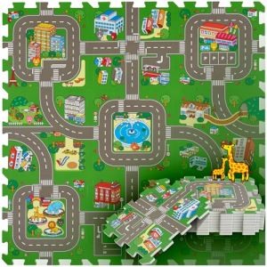 TecTake Tapis puzzle motifs ville et rues avec 9 pièces antidérapantes
