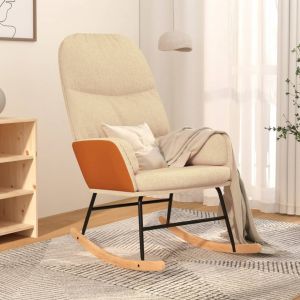 Image de VidaXL Chaise à bascule Blanc crème Tissu