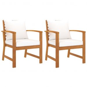 VidaXL Chaises de jardin 2 pcs avec coussin crème Bois d'acacia massif