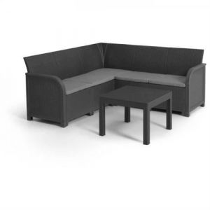 Allibert Salon de jardin résine aspect rotin tressé by KETER 5 personnes SanRemo gra