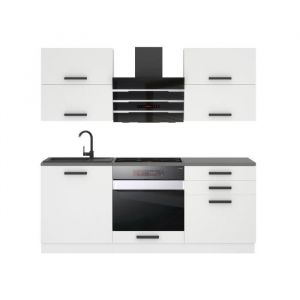 Belini Cuisine Equipee Complete EMILY Muebles de Cuisine Complets - 180 cm. Sans Plan de Travail, blanc mat