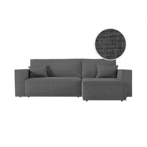 Loungitude Canapé d'angle convertible réversible en tissu texturé 3D - Gris foncé