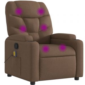 VidaXL Fauteuil de massage inclinable Marron Tissu