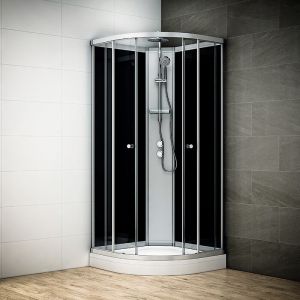 Cabine douche 100 x 100 SILVER Noir quart de rond