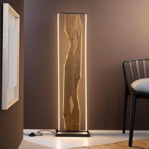 Lightbox Lampadaire LED 120 cm en bois avec interrupteur au pied - Style contemporain noir