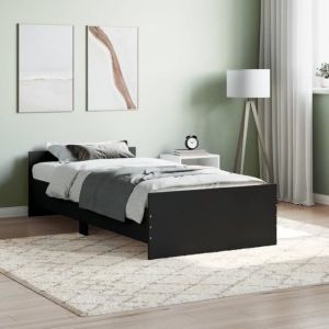 VidaXL Cadre de lit noir 90x190 cm bois d'ing?nierie