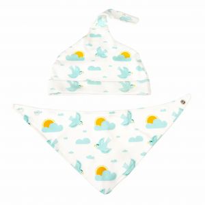 Bonnet et bavoir en coton bio bébé Rex London Skylark