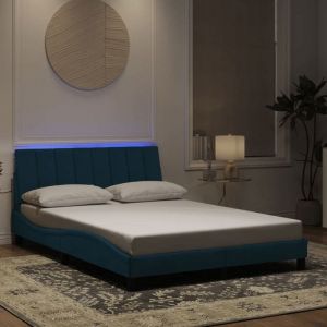 VidaXL Cadre de lit avec led sans matelas bleu 140x190 cm velours