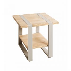 Table d'appoint en tube d'acier en gris cachemire étagères en panneau de particules