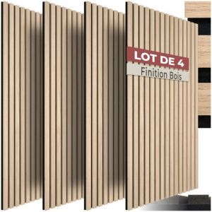Image de TecTake Isolation accoustique - Lot de 4 panneaux acoustiques SONIC WALL aspect bois 60 x 120 x 21 cm - Ch&ecirc;ne clair