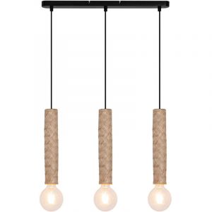 Sampa Suspension moderne Nala 132cm réglable 3 ampoules métal et bambou LED