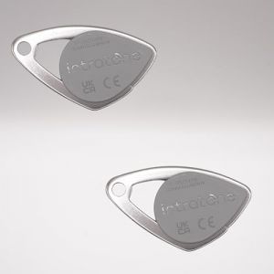 Lot de 2 badges électroniques Intratone Gris - Badges Mifare en inox 08-0102 + 1 porte-clés Domobip