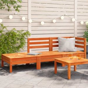 VidaXL Canapé de jardin 3 places cire marron bois de pin massif