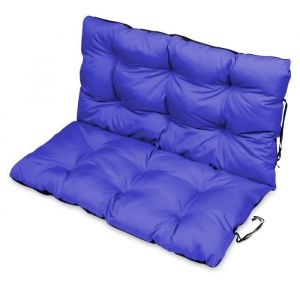 SuperKissen24 Coussin Dossier pour Banc de Jardin Canapé - 120x50 cm et Appui 120x60 - Intérieur-Extérieur - imperméable - Bleuet