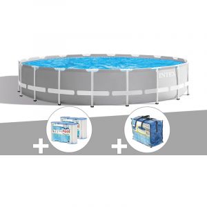 Intex Kit piscine tubulaire Prism Frame ronde 5,49 x 1,22 m + Bâche à bulles + 6 cartouches de filtration