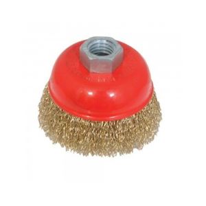 Image de Silverline 208542 - Brosse boisseau acier laitonné ondulé 75 mm