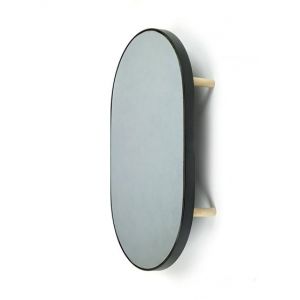 Image de Serax Plateau Reflect / Miroir Ovale - 67 x 41 cm noir,bois naturel,miroir en métal