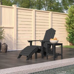 VidaXL Chaise de jardin Adirondack repose-pied table PEHD Anthracite
