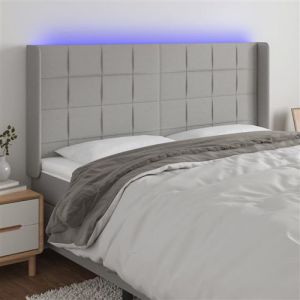 VidaXL Tête de Lit à LED Meuble de Chambre à Coucher Accessoire de Lit Double Tête de Cadre de Lit Intérieur Gris Clair 163x16x118/128 cm Tissu 3124054