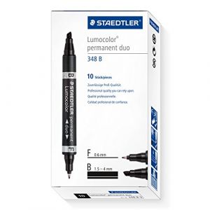 Staedtler Lumocolor Lot de 10 Marqueurs permanents duos Noir