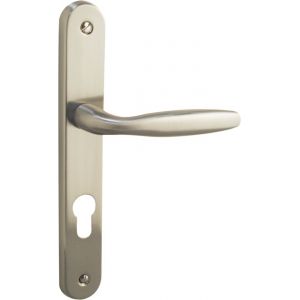 Alpertec Poignée de porte bristol alu nickel mat sur plaque cylindre 195mm