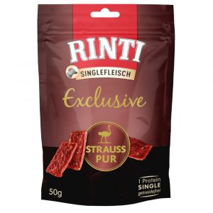 Rinti 3 x 50 g Singlefleisch Exclusive Snack Strauss Pur Hundefutter