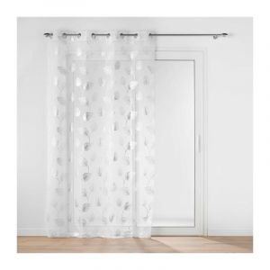 Douceur d'intérieur, Voilage à Oeillets (140 x 240 cm) Edelia Argent, Voile Sablé Imprimé Métallisé