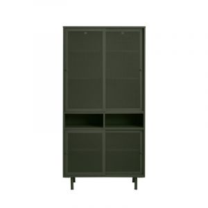 DRAWER Vaisselier 4 portes, 2 niches en métal H180cm - Kiso - Couleur - Vert olive