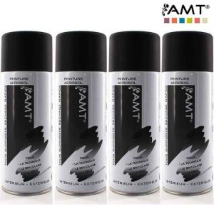 LOT DE 4 BOMBES NOIR MAT AEROSOL AMT HAUTE PERFORMANCE
