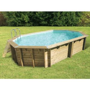 Image de Ubbink Océa - Piscine ovale hors sol en bois 610 x 400 x 130 cm