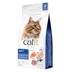 Catit Recettes Croquettes pour Chats, à la Volaille et au Poisson de Mer, pour Chats Adultes, Aliment Complet, 2 kg, Aide à Réduire la Mauvaise Odeur des Selles