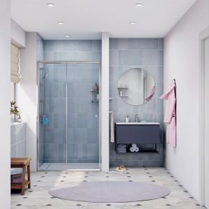 Swiss Aqua Technologies SAT PROJECT Porte de douche 120x185cm coulissante avec profilé chrome brillant (SATPROMUD120CRT)