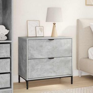 VidaXL Table de chevet Gris b&eacute;ton 63,5 x 36 x 61 cm Bois d'ing&eacute;nierie