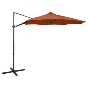VidaXL Parasol déporté avec mât et lumières led Terre cuite 300 cm Couleur terre cuite
