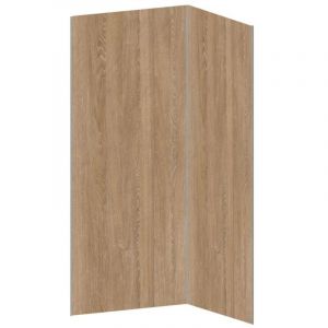 Lot de 2 panneaux muraux de douche effet bois en aluminium avec profilés - L90 x L120 x H210 cm - ENEKO