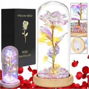 Rose &eacute;ternelle &agrave; LED pour la Saint-Valentin, d&eacute;coration en forme de d&ocirc;me lumineux pour femme