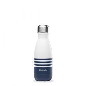 Qwetch Bouteille Isotherme Marinière Bleu 260ml - Gourde Nomade Inox - 24h Froid et 12h Chaud - Etanche, Sans BPA & Réutilisable - Gourde isotherme pour Sport, Voyage, Bureau, Randonnée